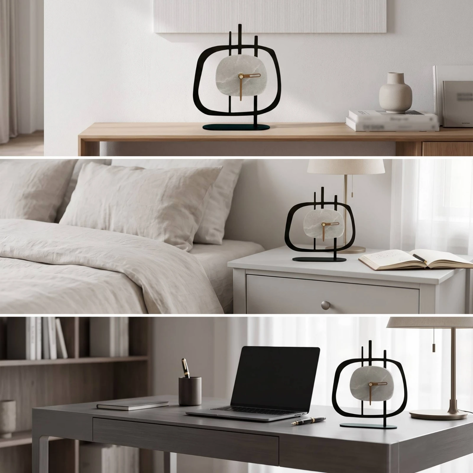 Reloj de mesa decorativo con marco metálico para escritorio y estante - imagen 4