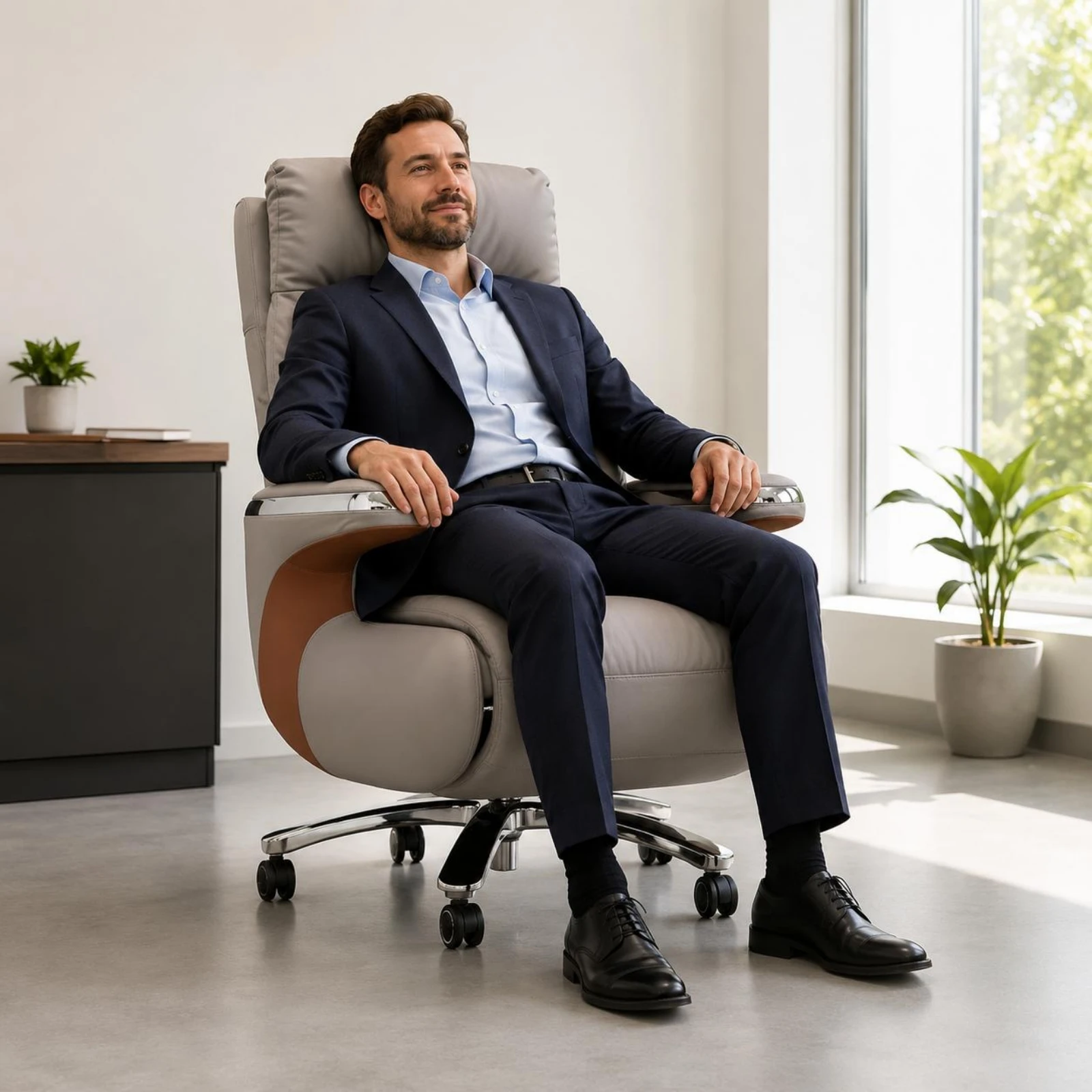 Silla oficina reclinable respaldo alto con ruedas - imagen 5