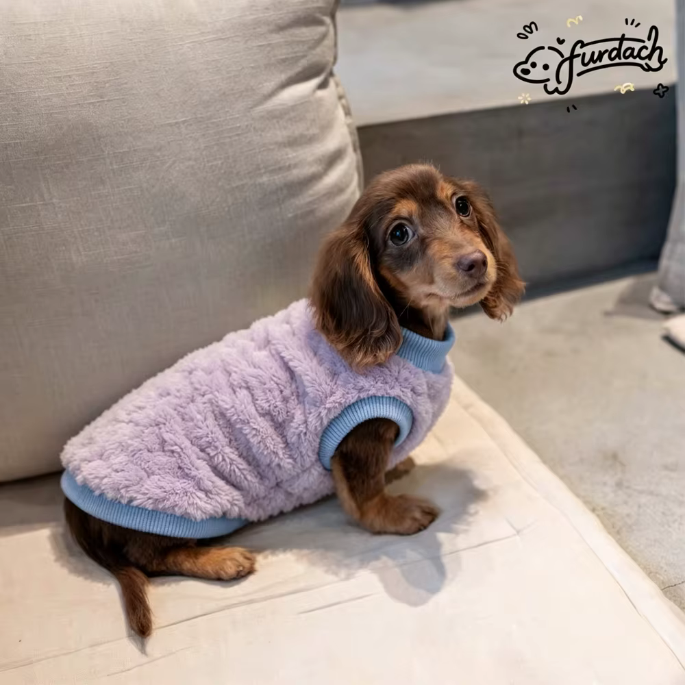 Chaleco polar gris para perro salchicha – Abrigo cálido - imagen 3