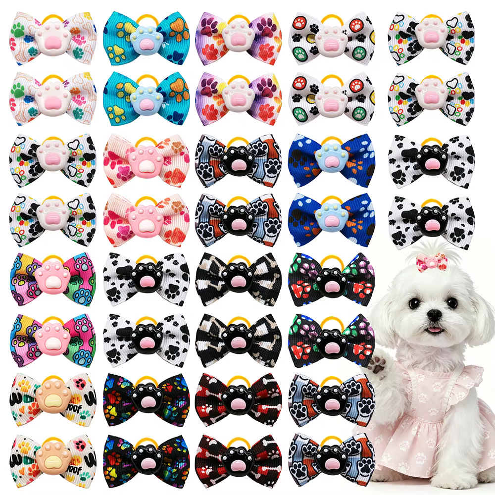 Lazos elásticos con huellas de pata para perros pequeños – Pack peluquería canina - imagen 5