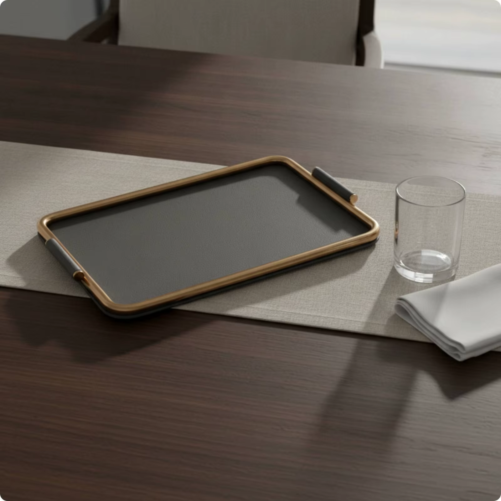 Bandeja de cuero con asas para gatos y perros – organizador de mesa - imagen 3