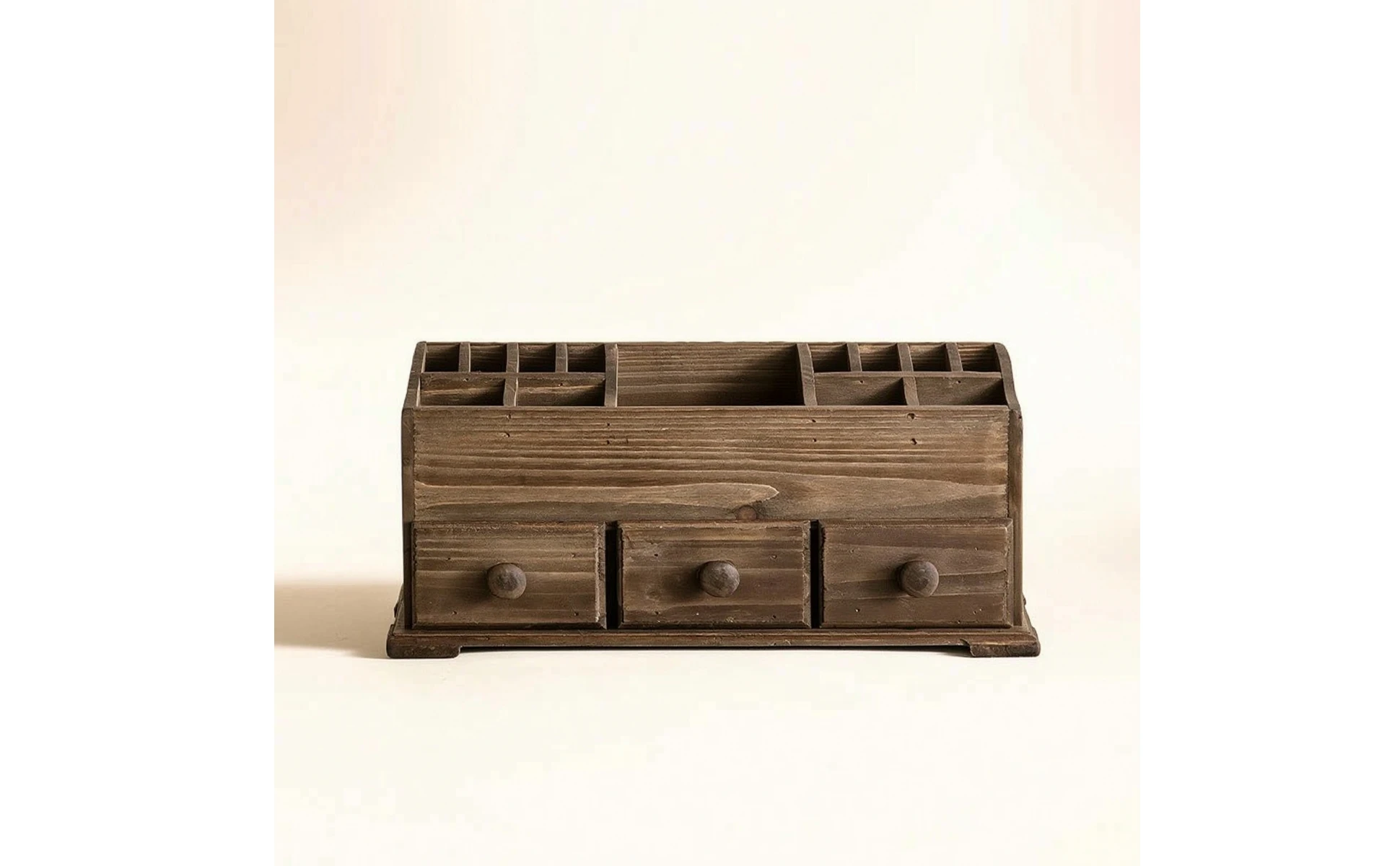 Organizador de escritorio vintage de madera con cajones