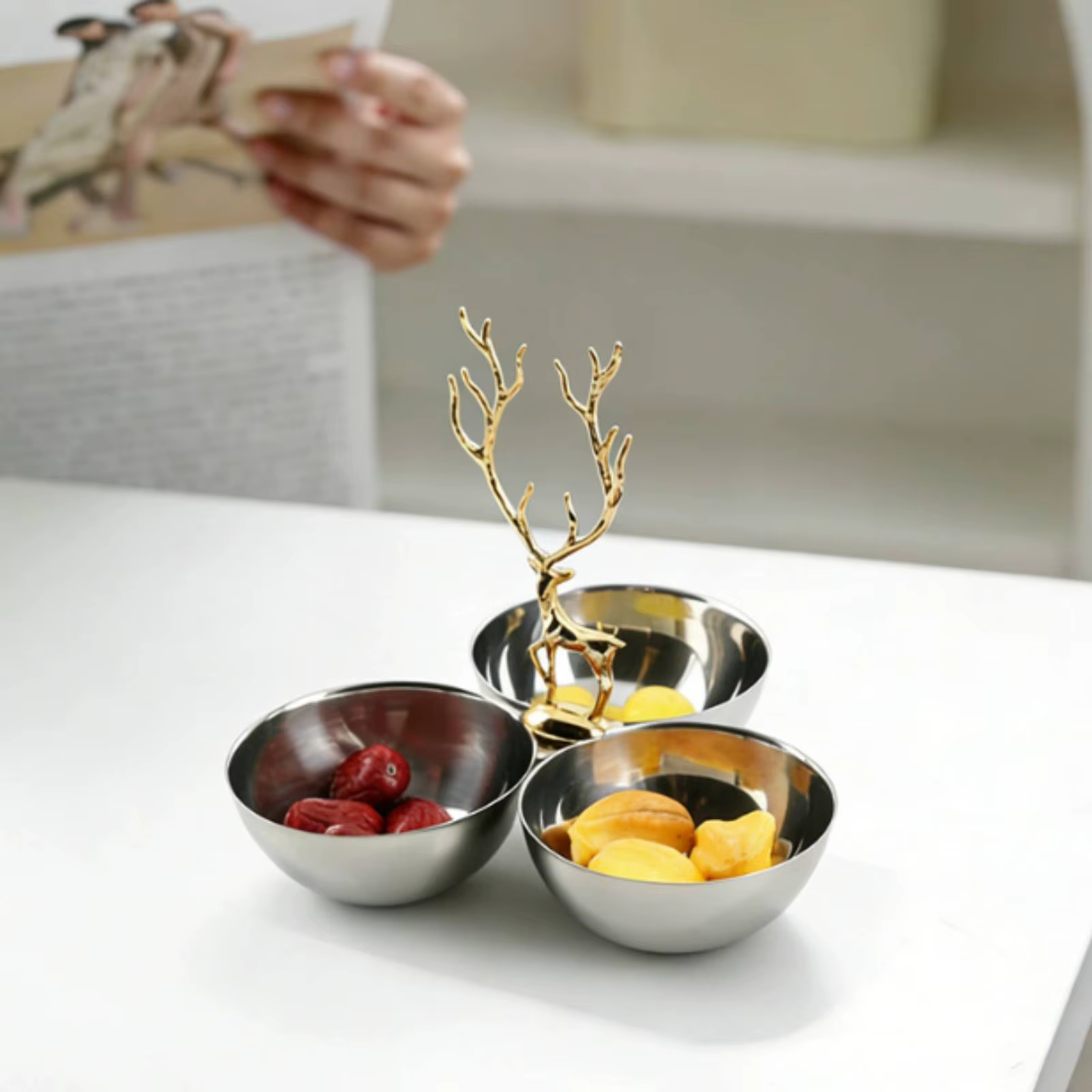 Frutero de Acero Inoxidable para Cocina – Centro de Mesa Plateado