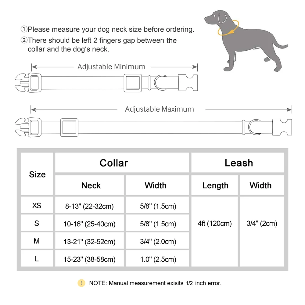 Guía de tallas ilustrada con perro midiendo cuello