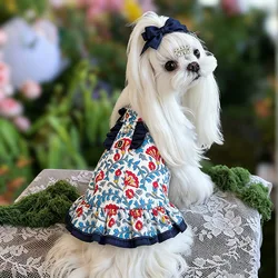 Disfraz vestido princesa floral con volantes para perros pequeños