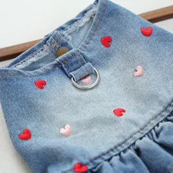 Vestido vaquero bordado para perros pequeños – Otoño/Invierno