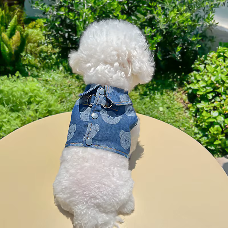 Conjunto arnés y correa mezclilla oso para perros pequeños y gatos - imagen 5