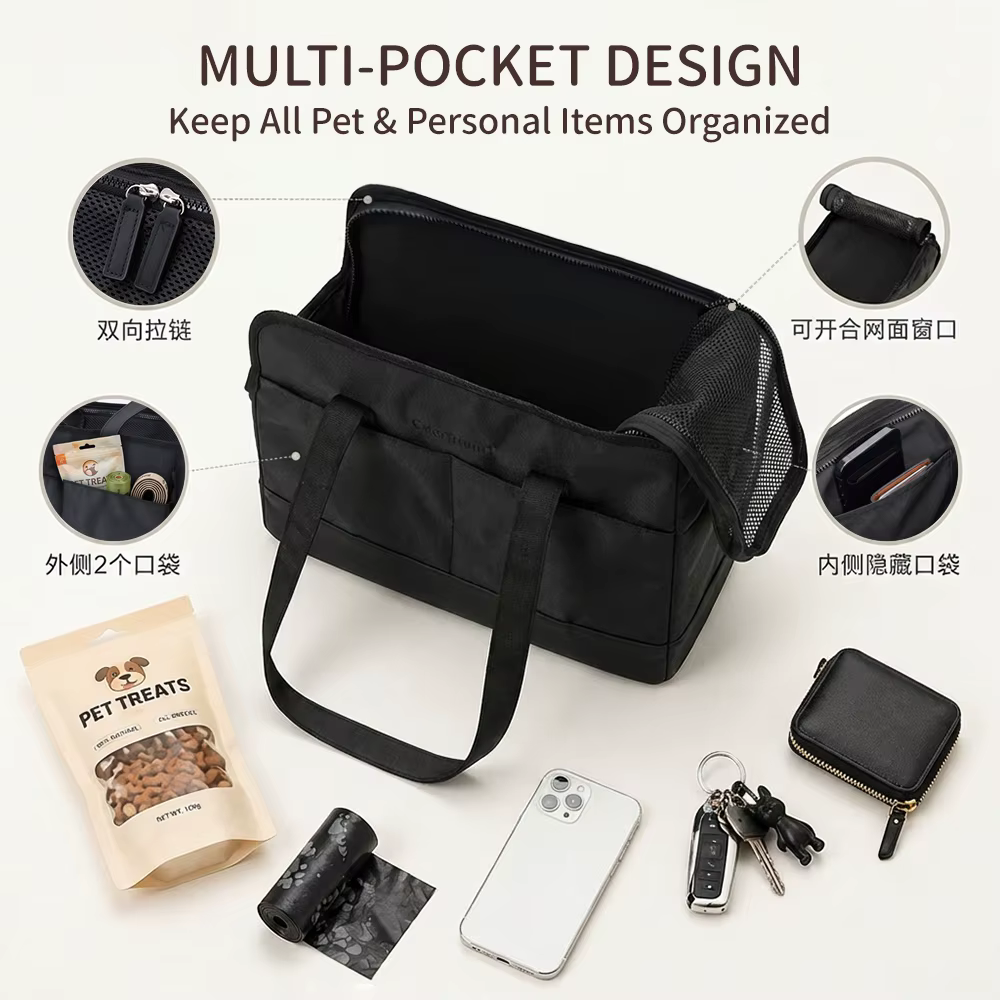 Transportín de viaje plegable con bolsillos para perros pequeños - imagen 5