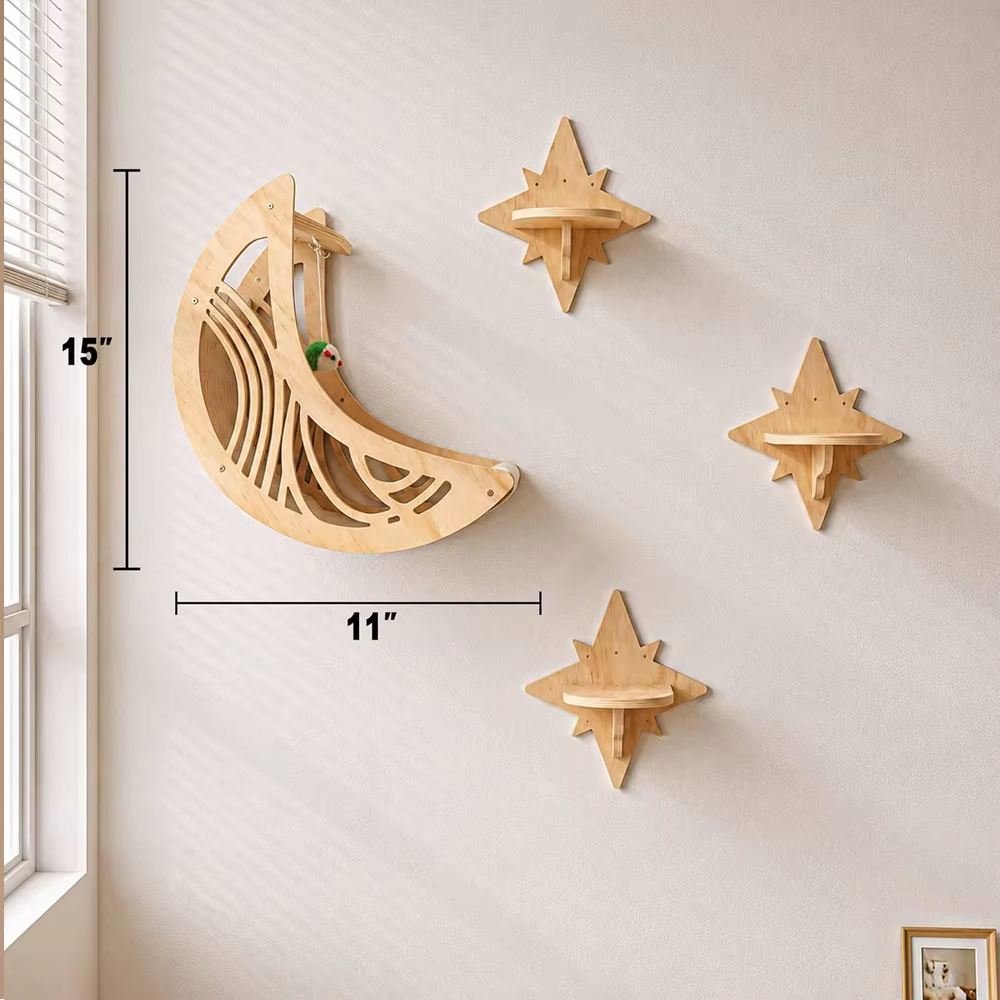 Estantes de pared luna y estrella para gatos: hamaca y escalada - imagen 4