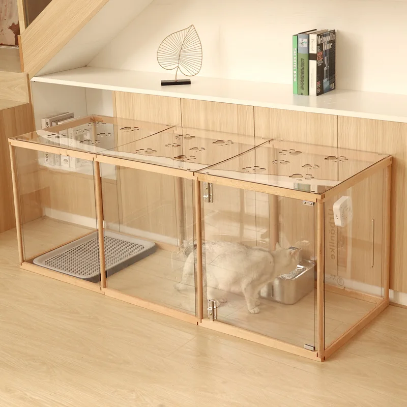 Valla Modular para Perros y Gatos de Interior – Madera y Acrílico Transparente - imagen 5