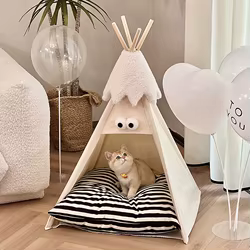 Casa nido semicerrada desmontable y lavable para gatos 4 estaciones