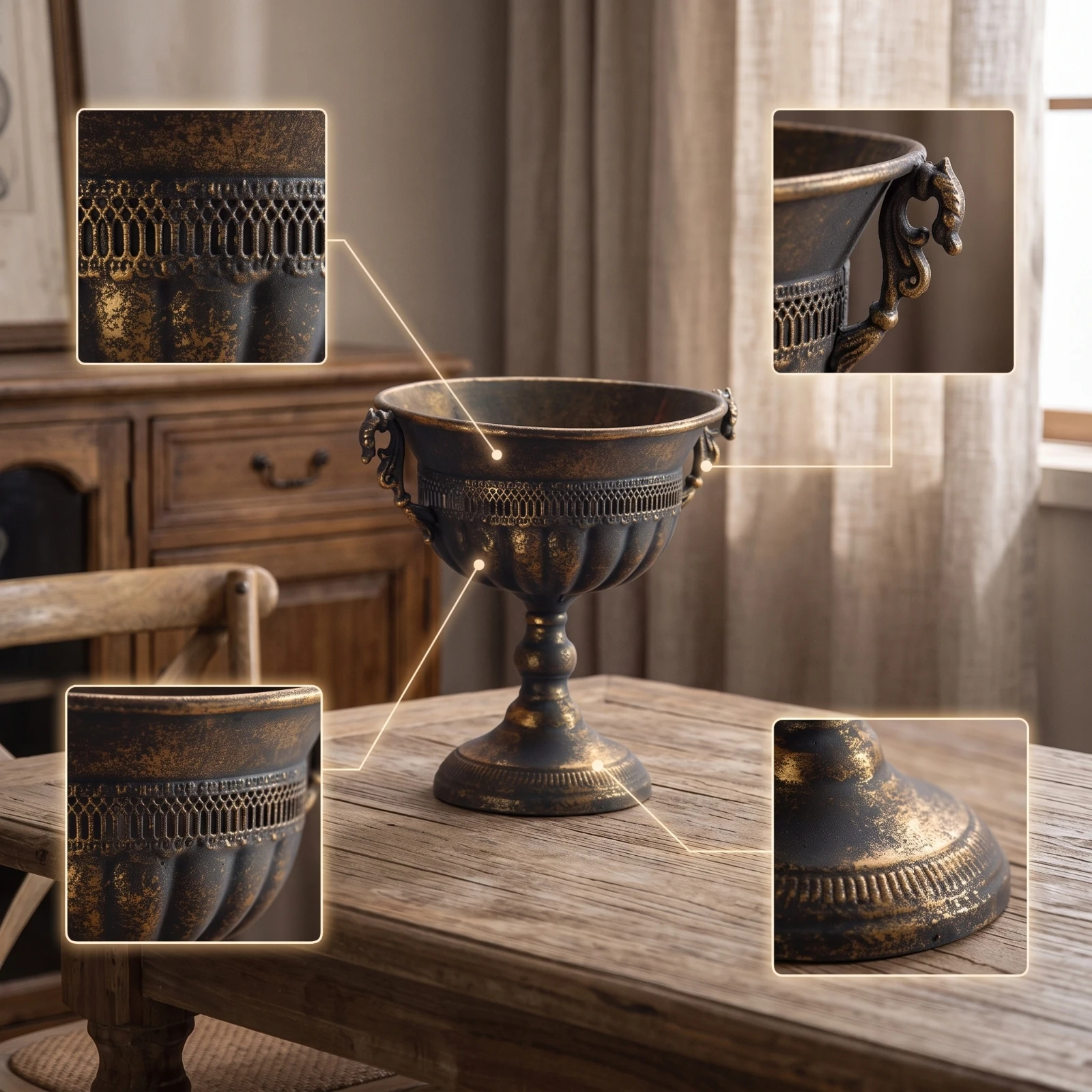 Macetero rústico con pedestal decorativo para mesa - imagen 5