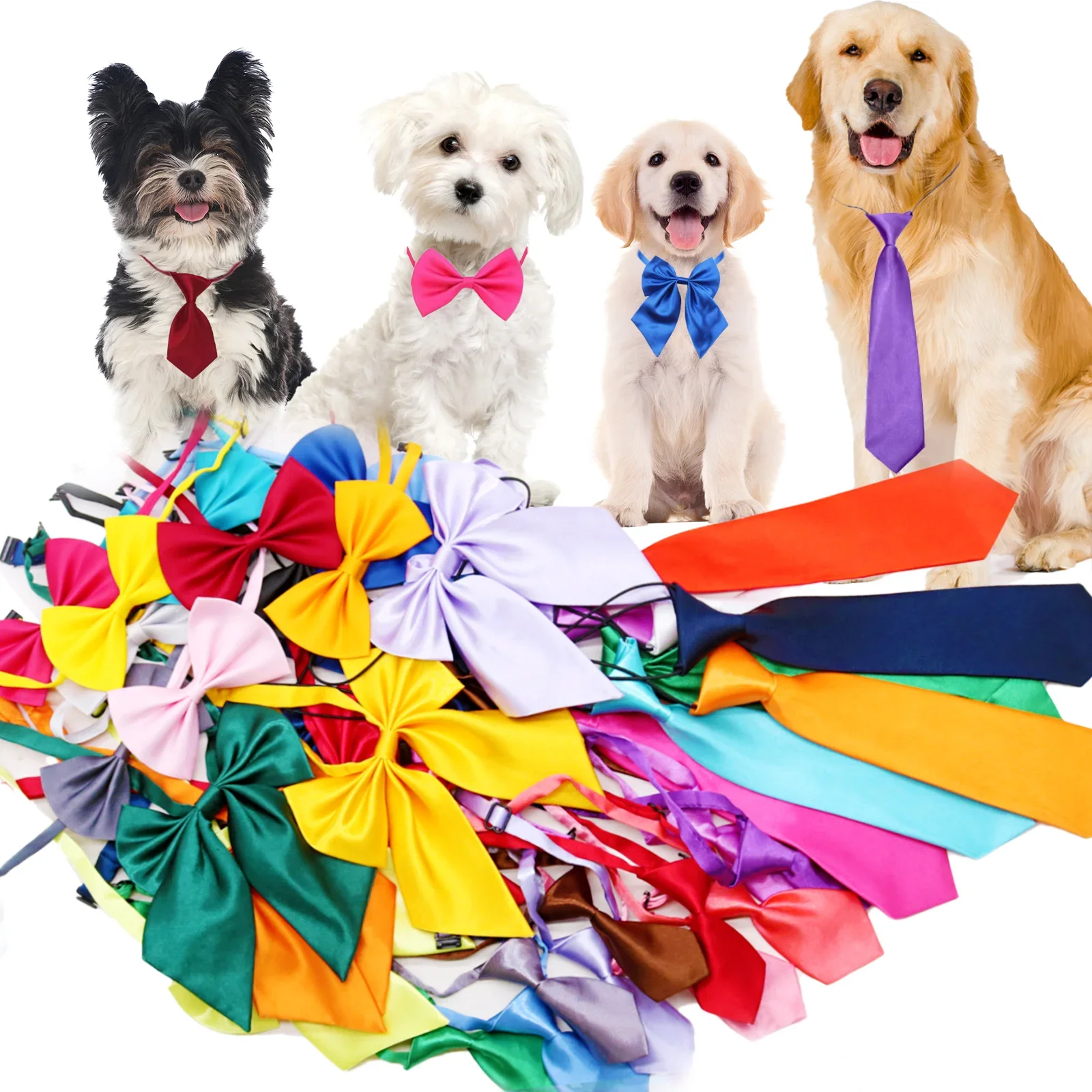 Corbata ajustable para perro de color sólido