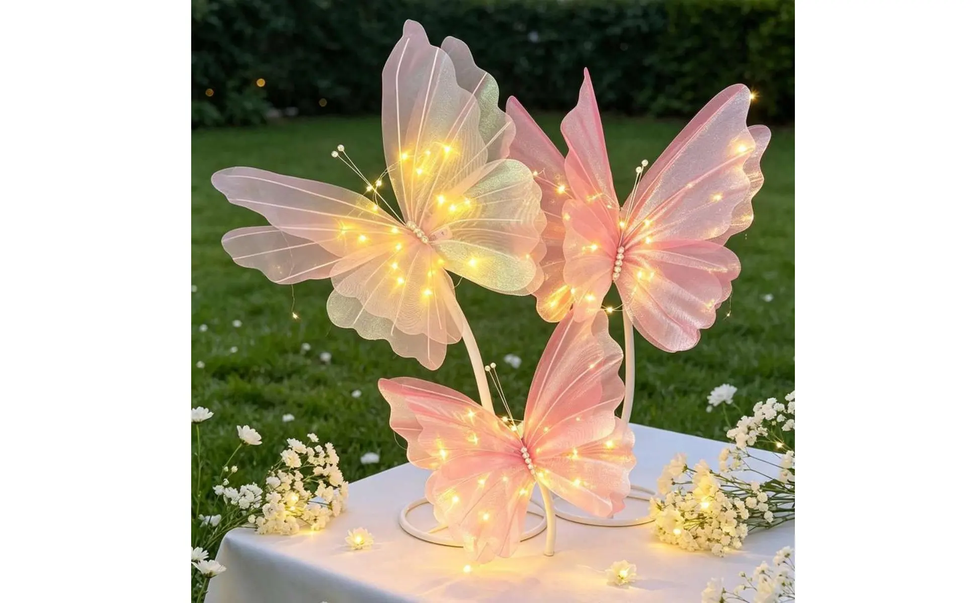 Montaje de luces de hadas de mariposa para eventos