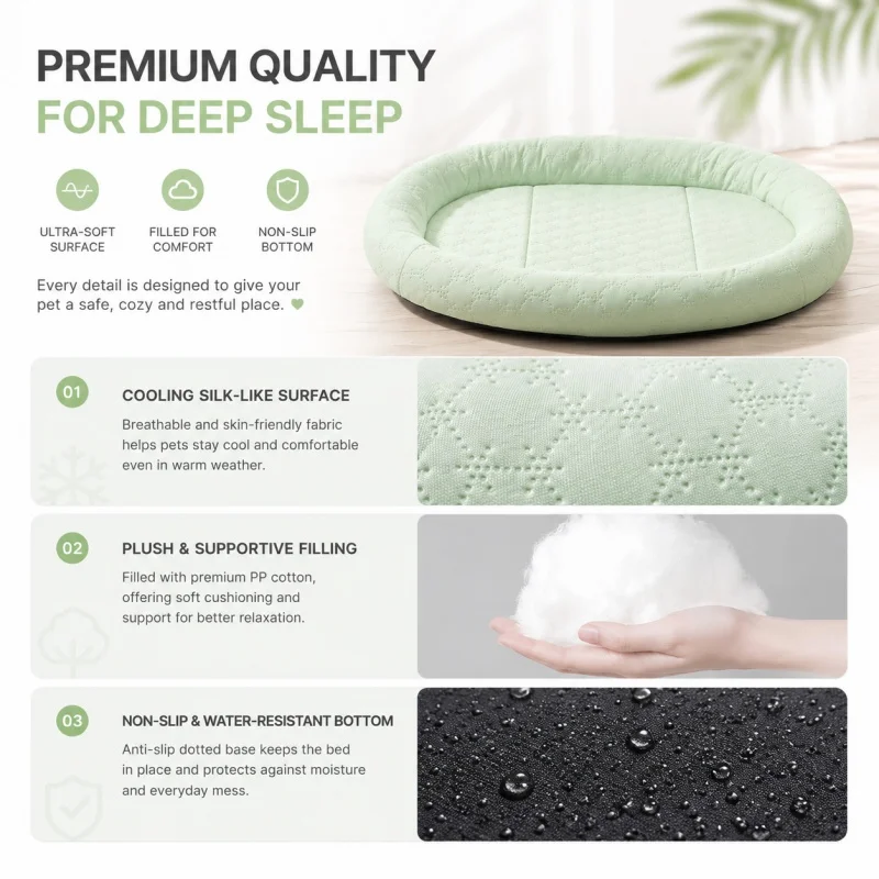 Cama refrescante seda helada para perros y gatos – Verano transpirable - imagen 3