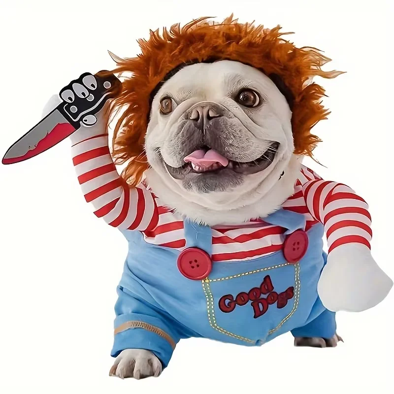 Disfraz Chucky para Perro – Peluca de Halloween para Perros Medianos