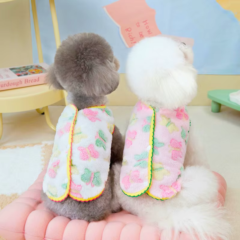 Chaleco de lana con flores para perros y gatos pequeños – Chihuahua y Bichón