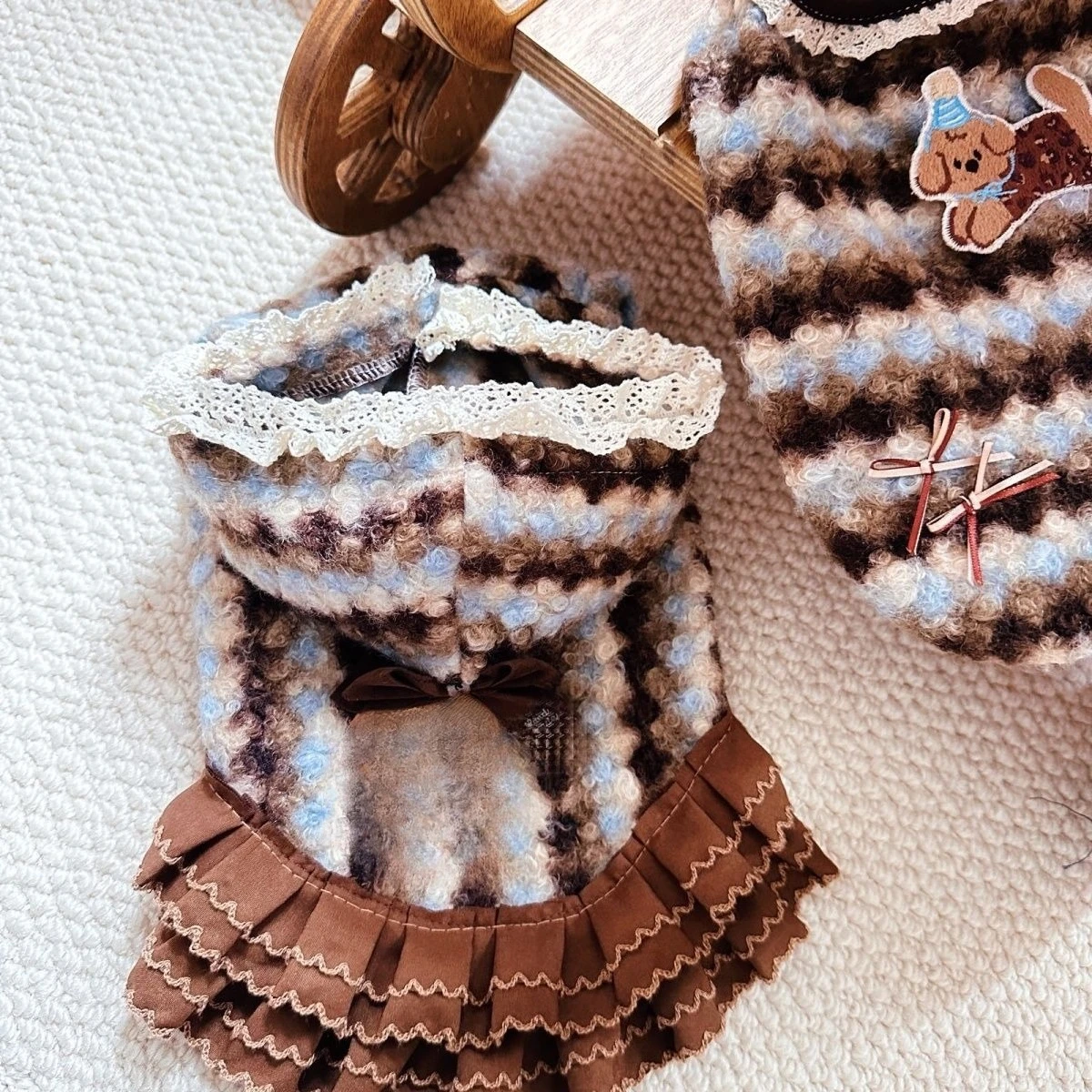 Chaqueta a Rayas con Capucha para Gato Teddy – Chaleco Grueso de Invierno - imagen 3