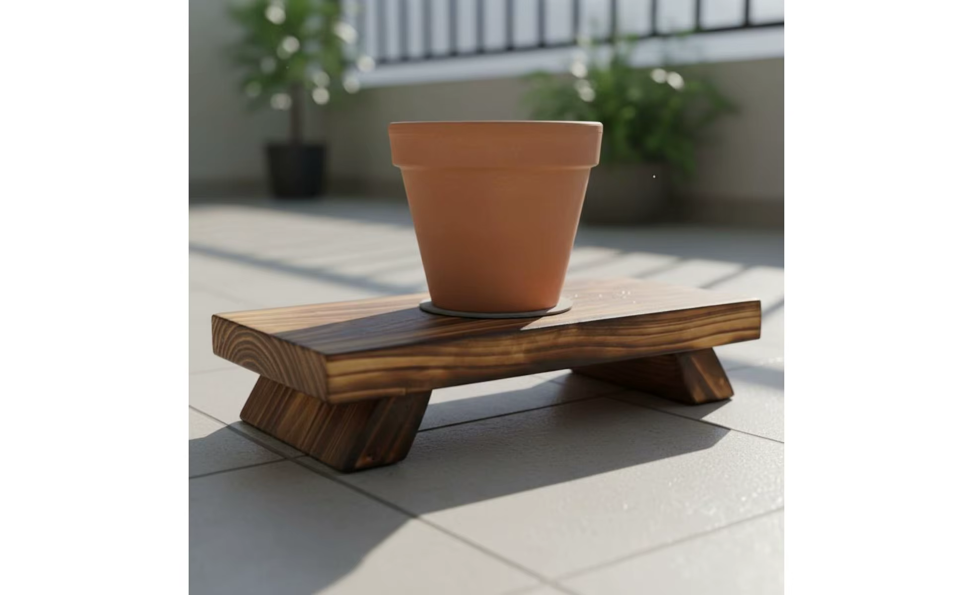 Detalle del acabado carbonizado y vetas de madera