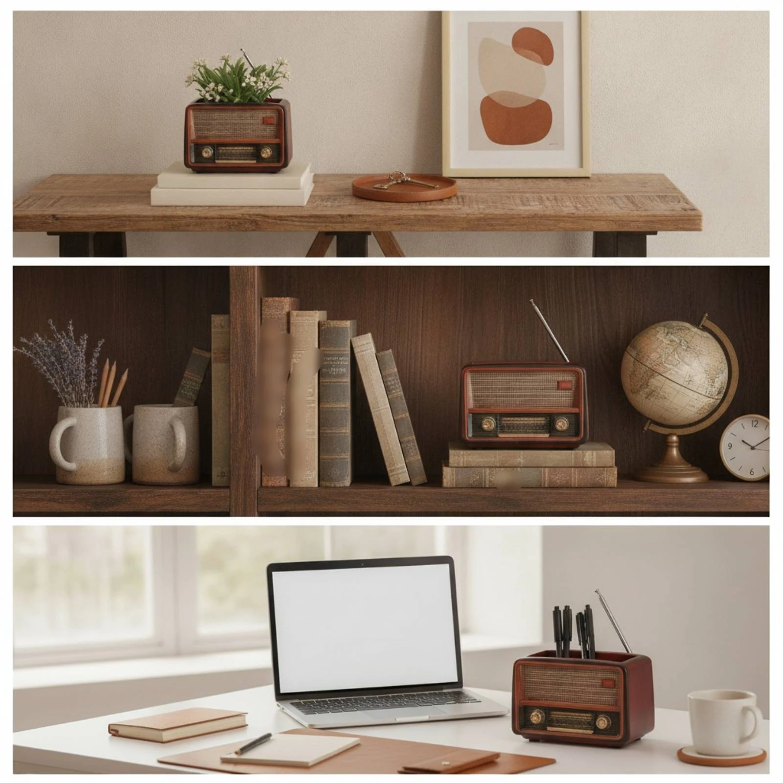 Maceta vintage radio para hierba gatera – Planta natural para gatos - imagen 3