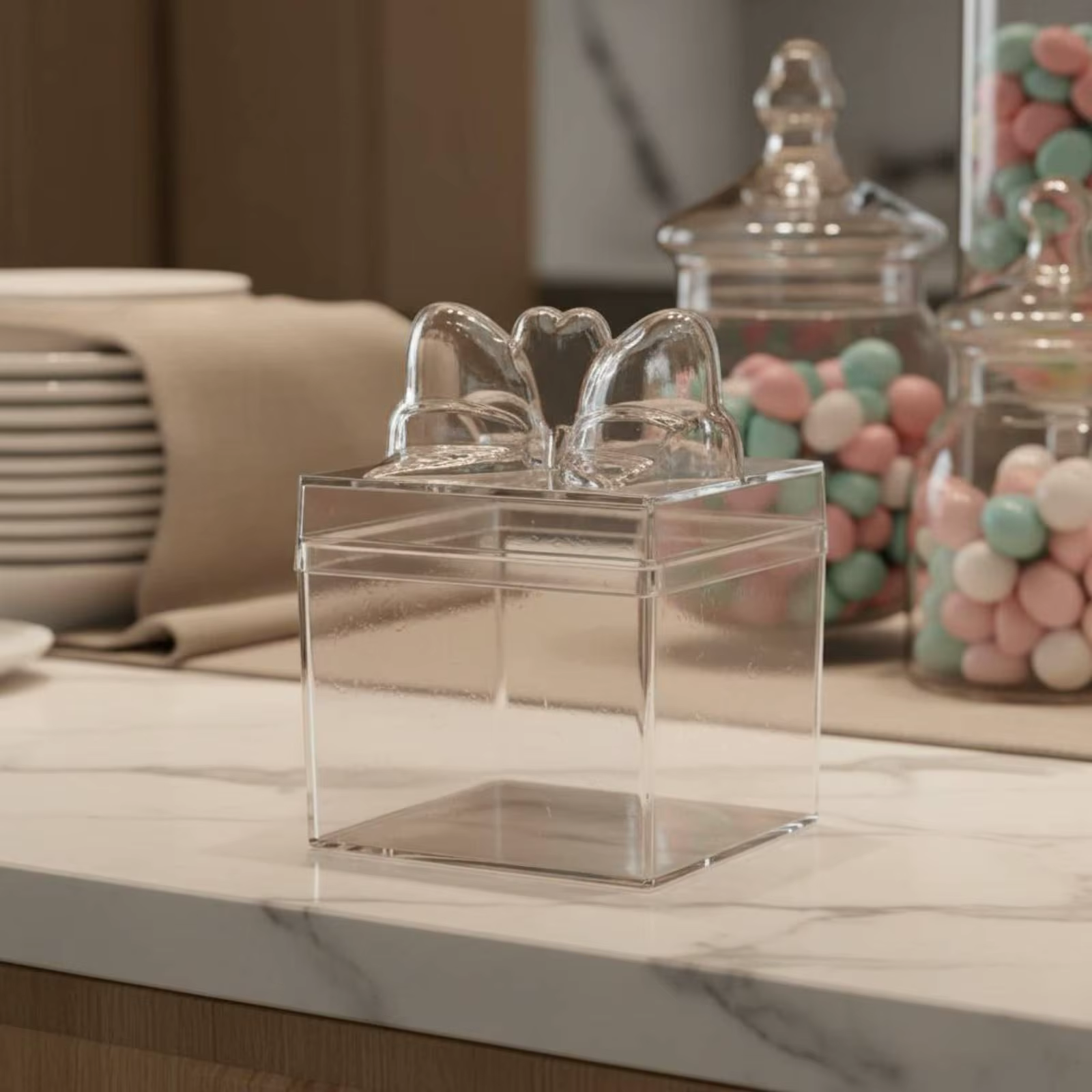 Caja transparente para dulces con forma de lazo para celebraciones - imagen 2