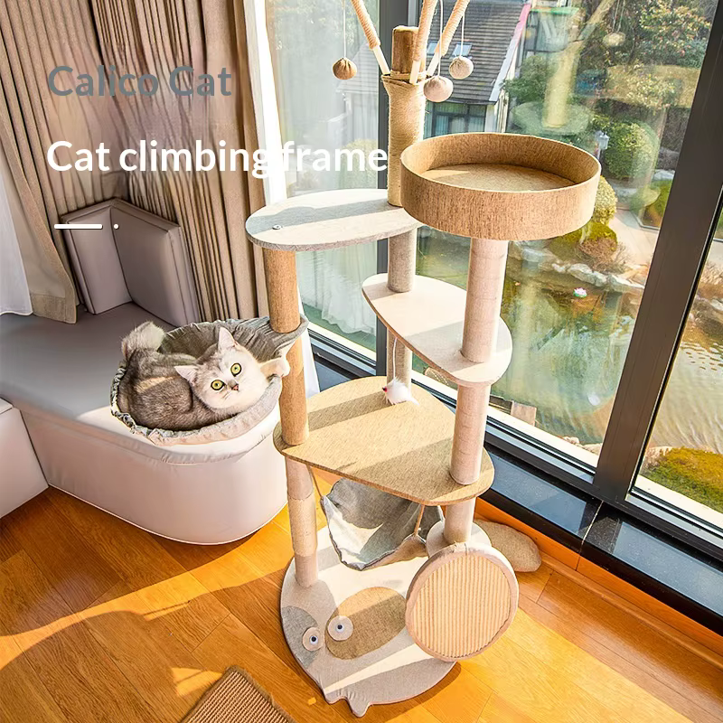 Árbol rascador grande para gatos con plataformas y poste de sisal - imagen 2