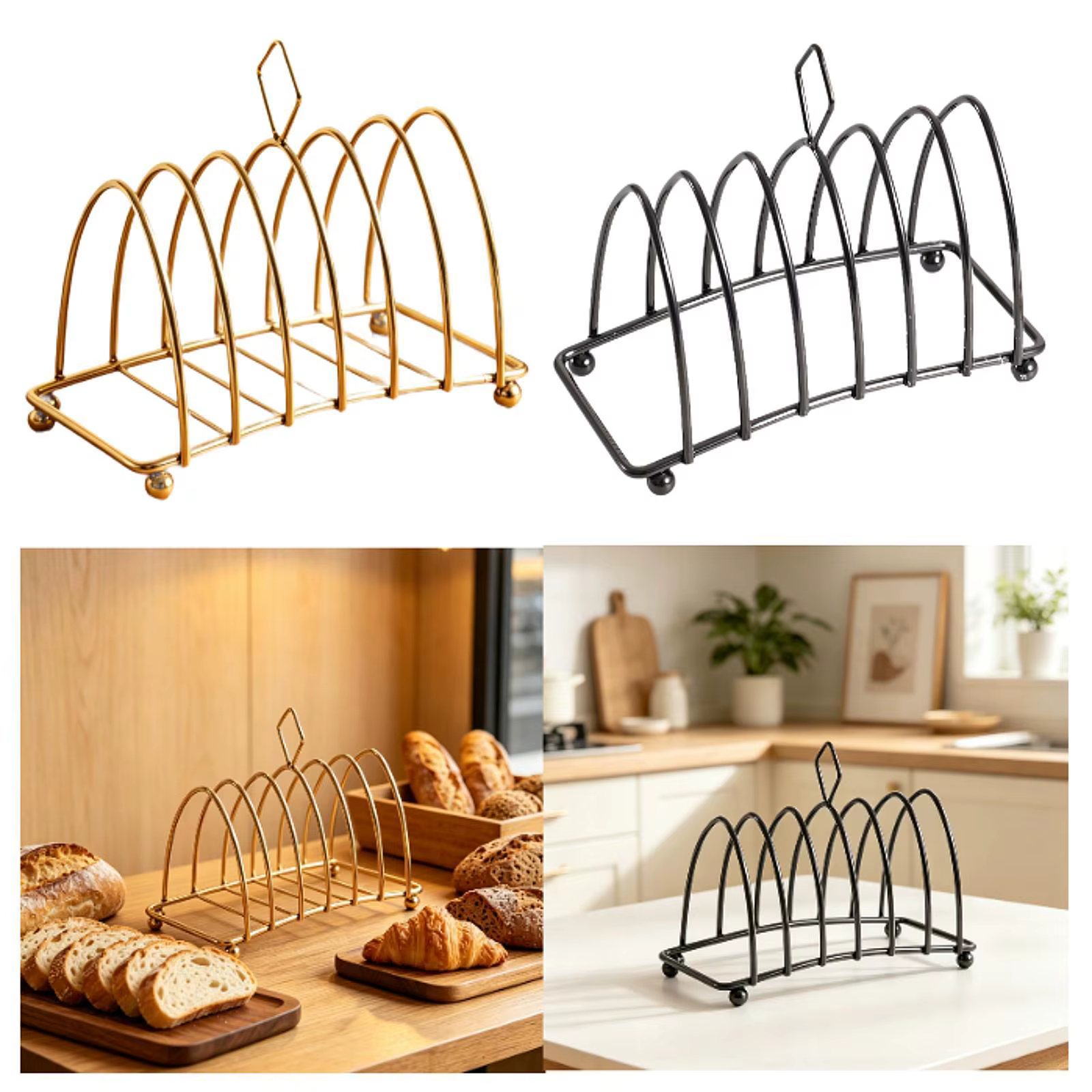 Estante para tostadas con diseño de arco en acero inoxidable