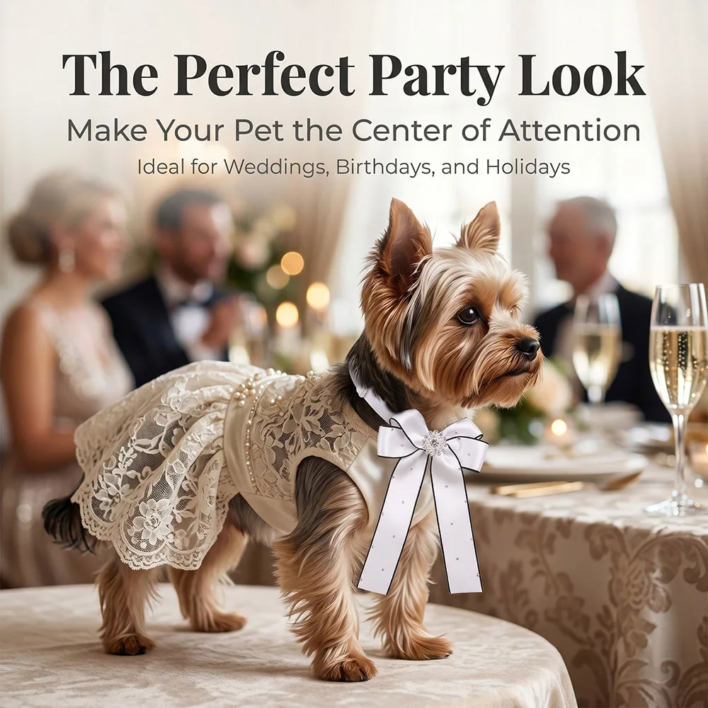 Corbata lazo ajustable con pedrería para gatos y perros pequeños - imagen 5