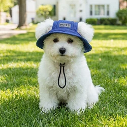 Gorra de sol de mezclilla ajustable para perros pequeños y medianos