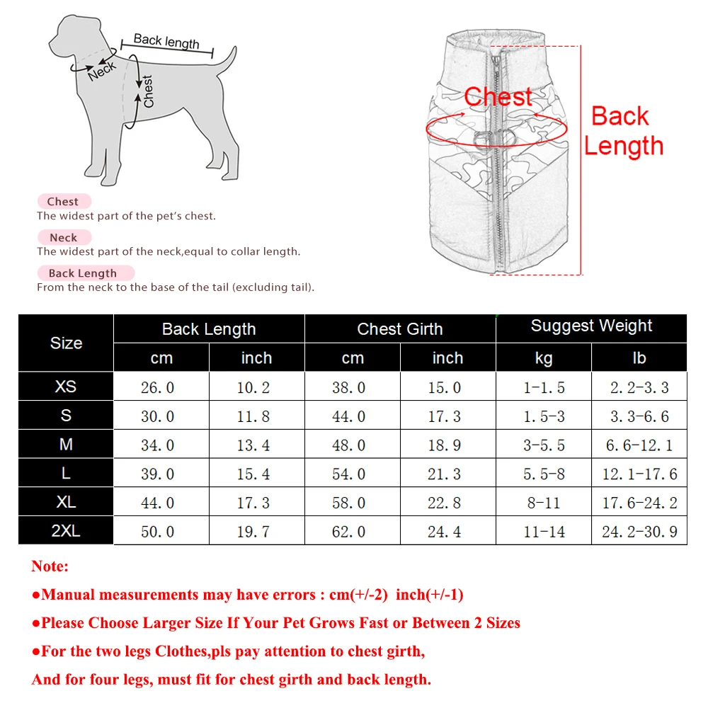 Chaqueta impermeable invierno camuflaje para perros Chihuahua Bulldog - imagen 4