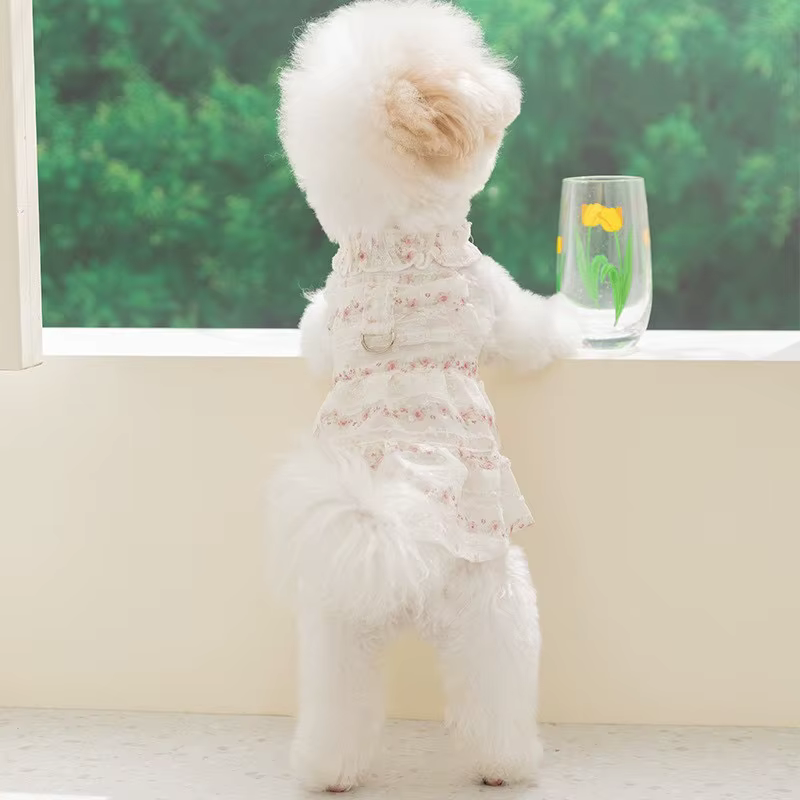 Vestido floral transpirable para perros – Chihuahua y Bulldog Francés - imagen 2