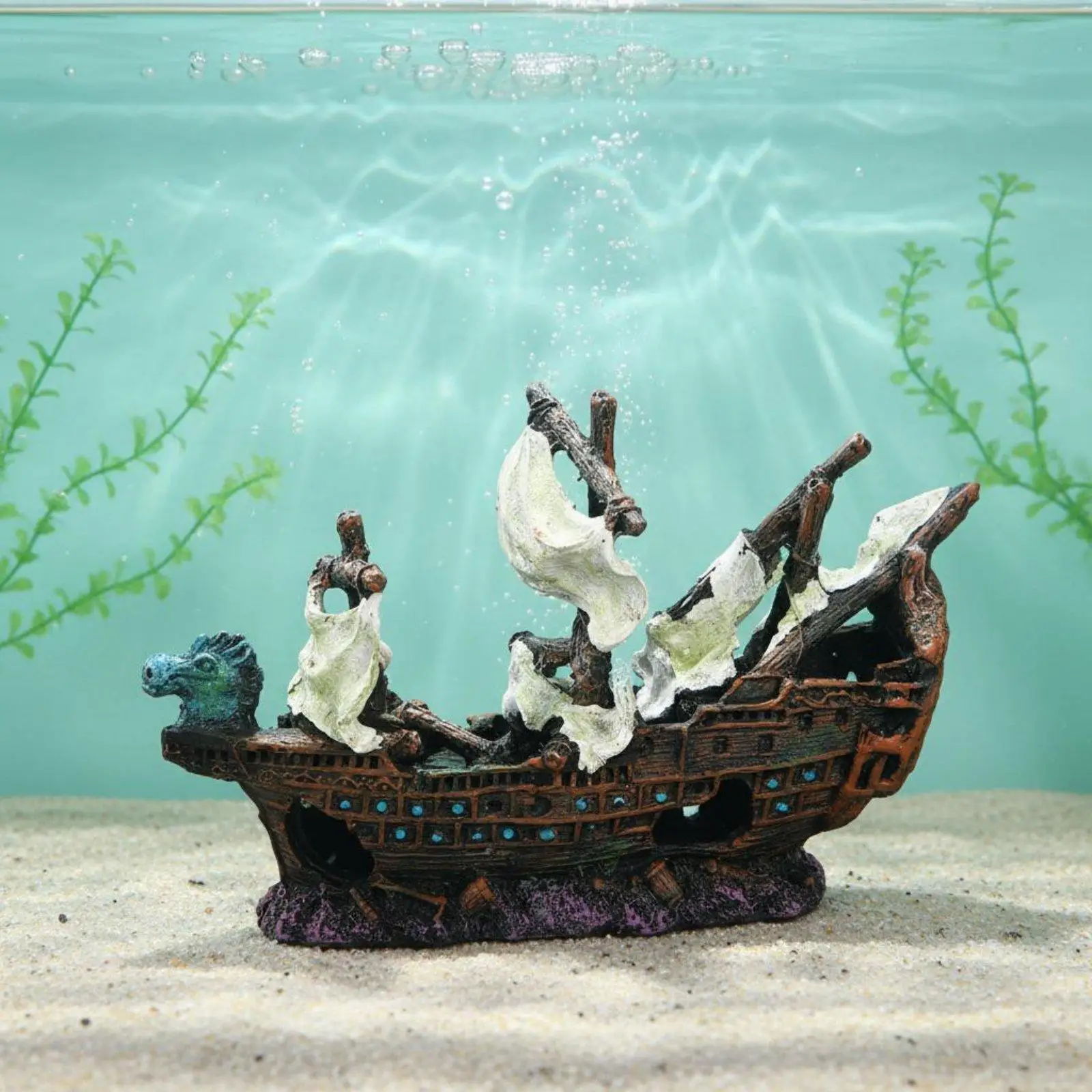Decoración acuario resina barco hundido – Adorno marino - imagen 5
