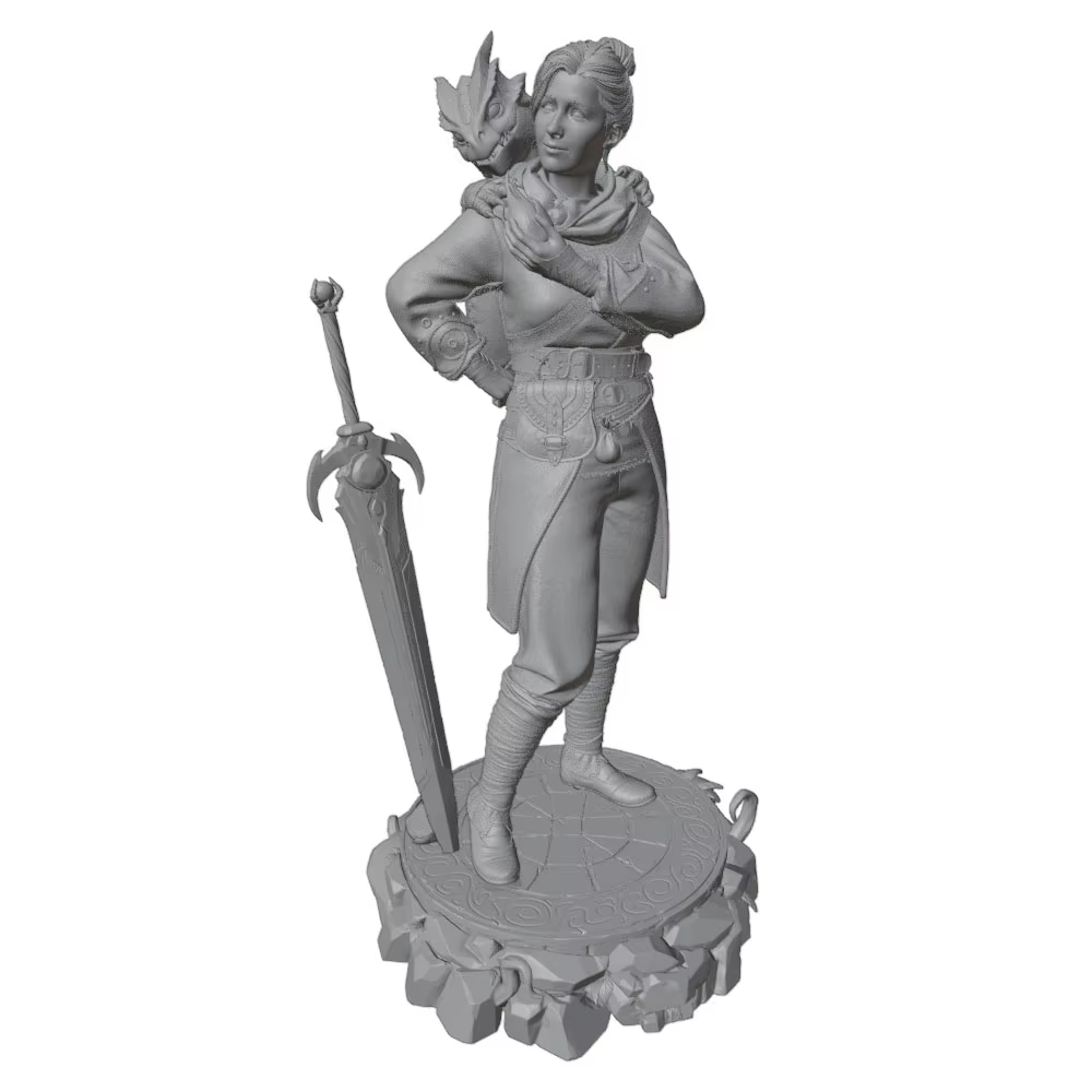 Figura de anime GK mini impresa en 3D gris, sin montar ni pintar - imagen 5
