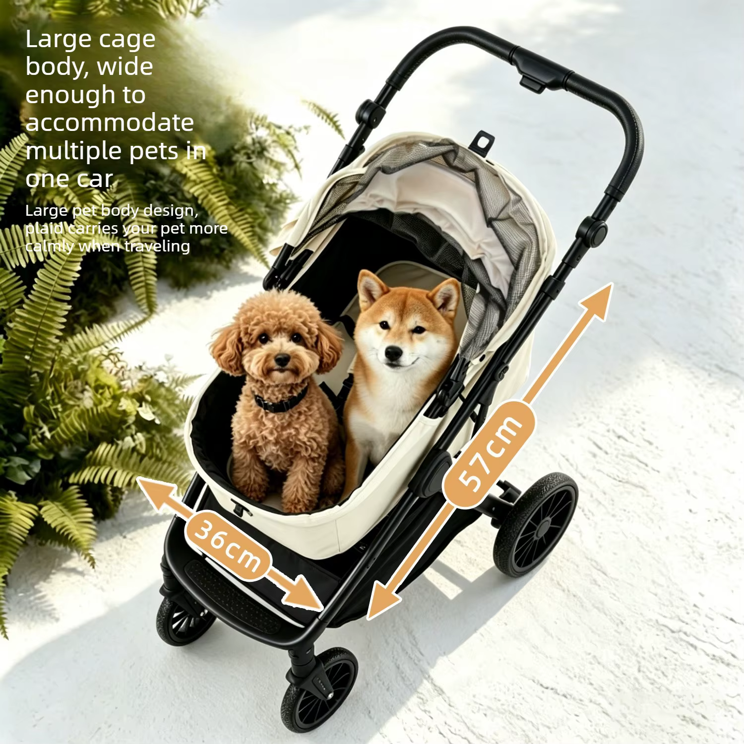 Carrito de paseo plegable para perros y gatos pequeños y medianos – Ruedas silenciosas - imagen 5