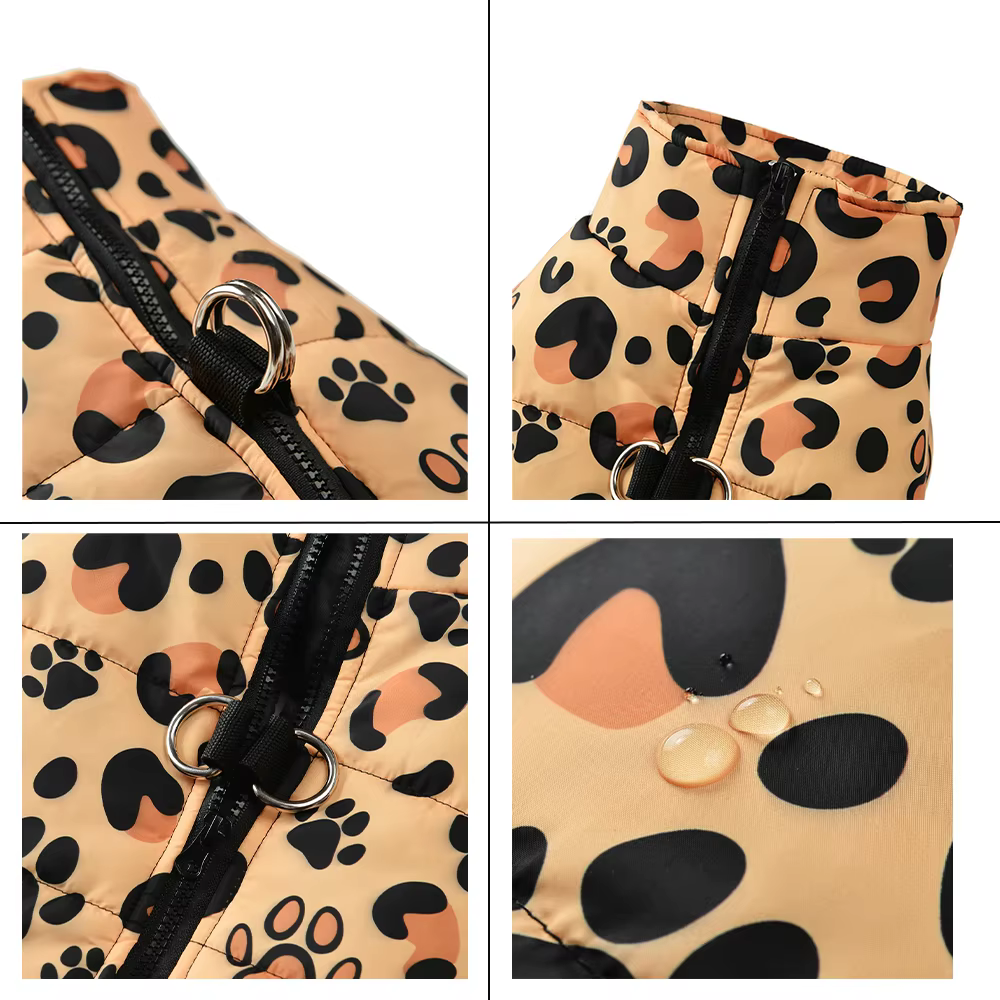 Chaqueta impermeable cortaviento para perro: abrigo cálido leopardo