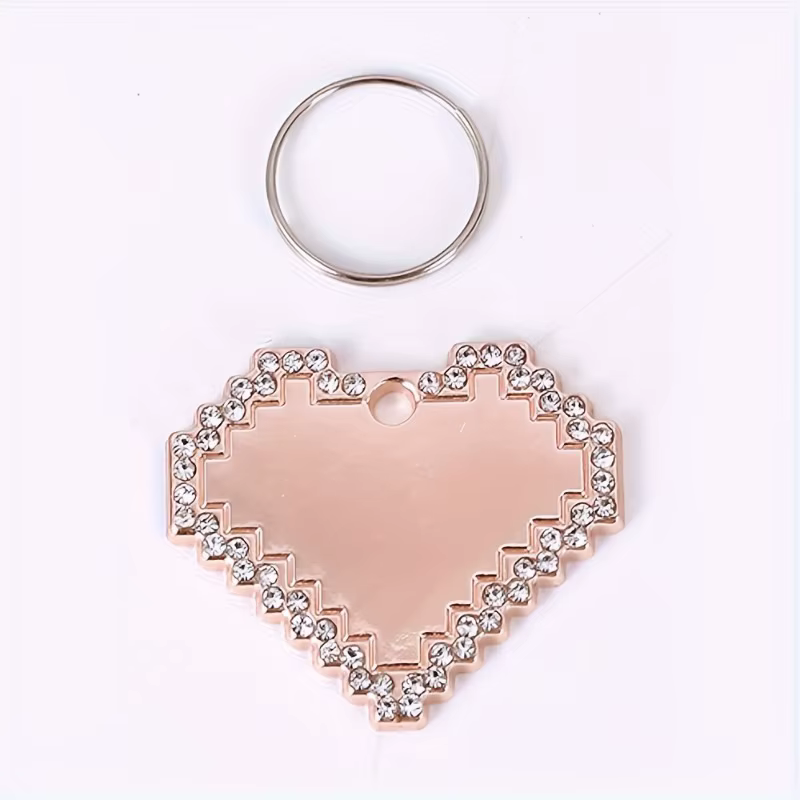 Placa Identificación Personalizada Perros y Gatos – Corazón Cristal Grabado - imagen 3