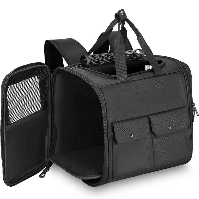 Mochila transpirable de gran capacidad para gatos con bolsillos - imagen 2