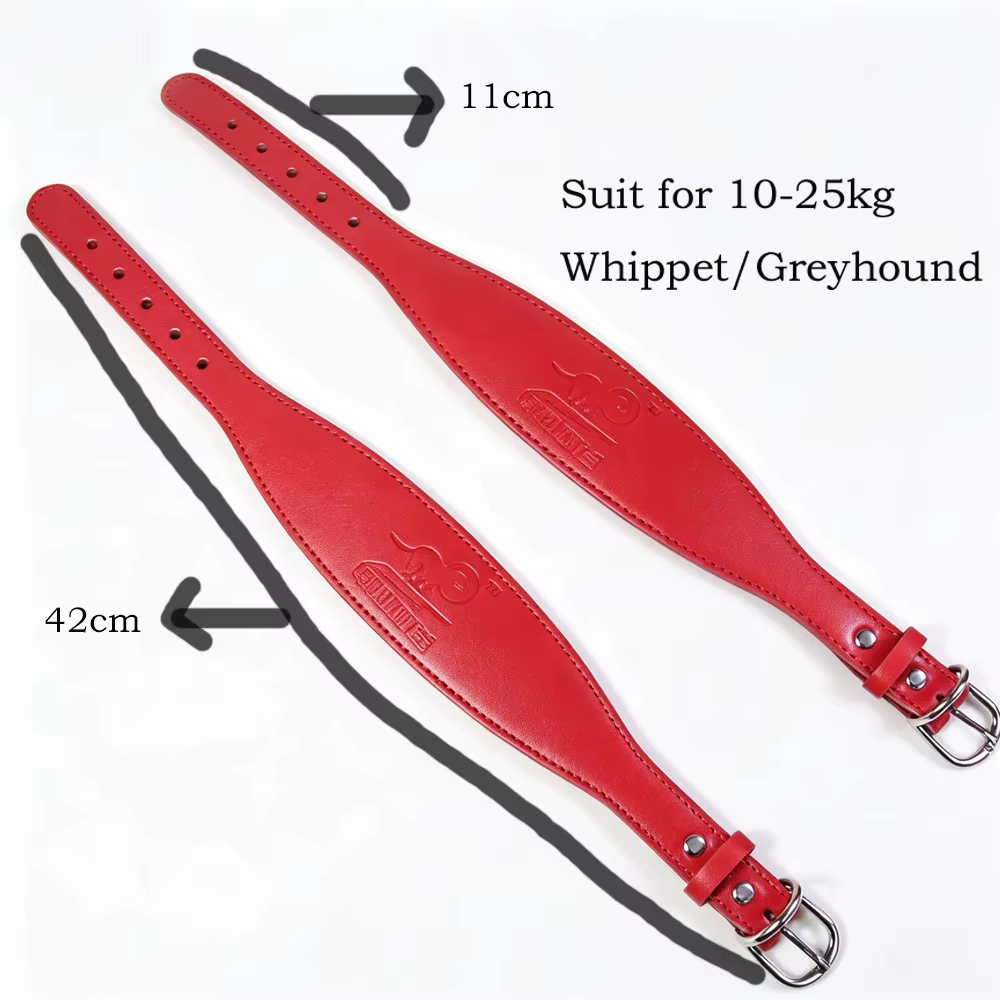 Collar de cuero rojo ajustable para perros medianos y grandes - imagen 2