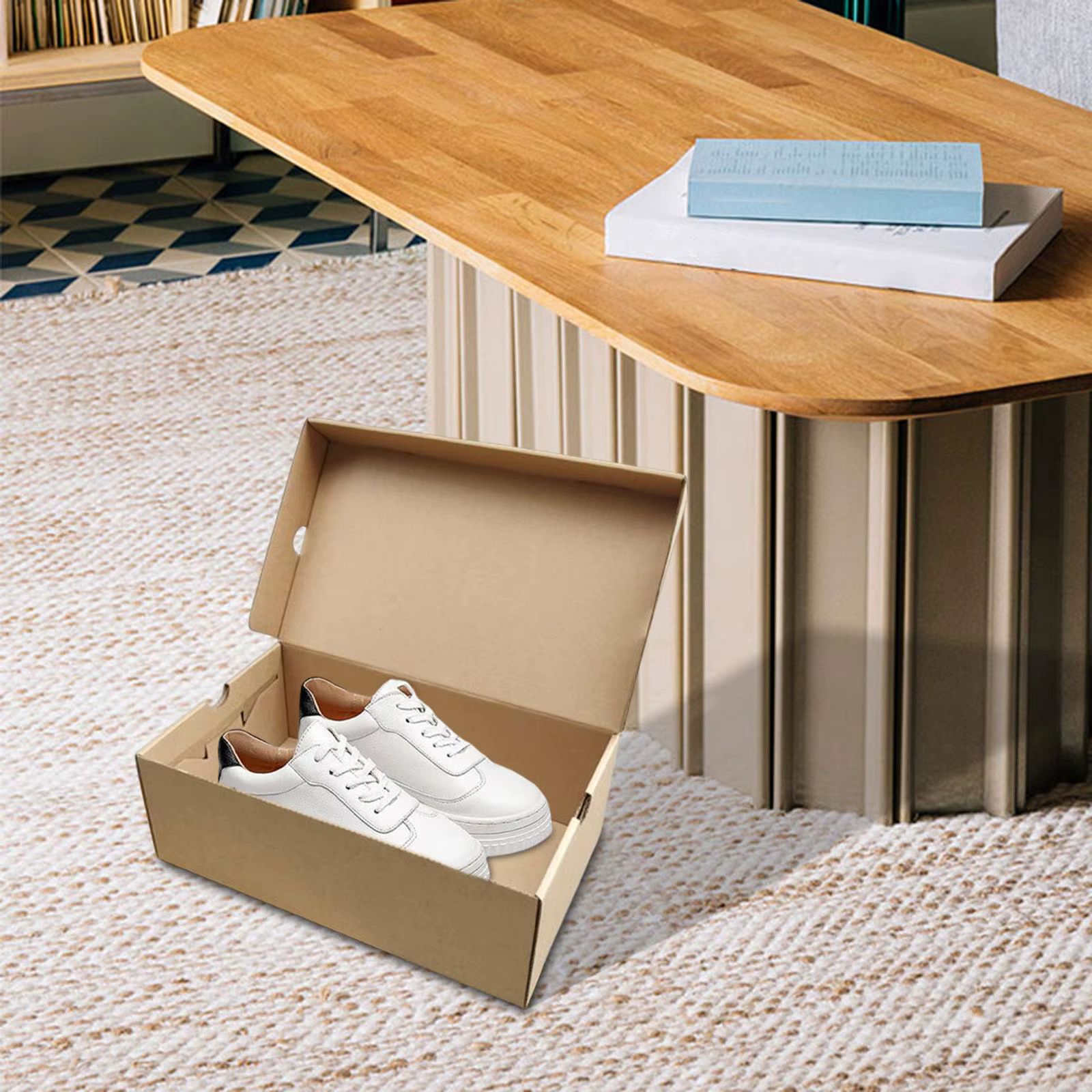 Cajas organizadoras plegables para zapatos – Módulos apilables de papel kraft