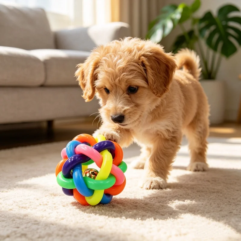 Set 3 Juguetes de Goma para Perros Cachorros – Pelotas Resistentes con Campana - imagen 5