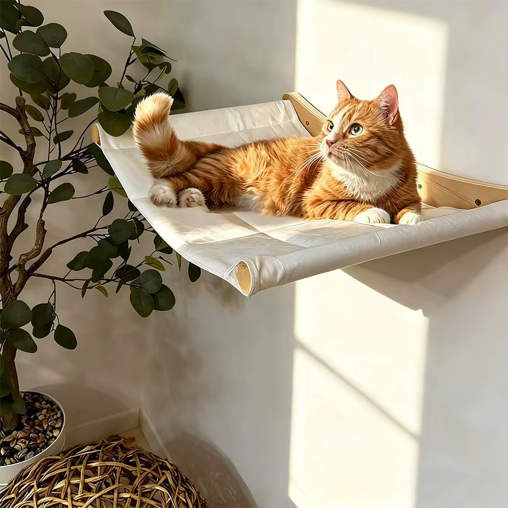 Rascador de pared sisal con hamaca madera para gatos - Estante escalada - imagen 4