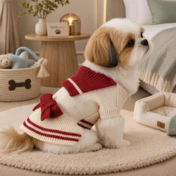 Jersey de Punto para Perros Pequeños con Lazo – Ropa Primavera/Otoño