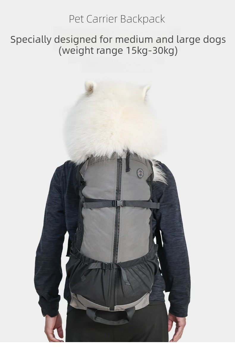 Mochila porta mascotas LZJV gris - vista frontal