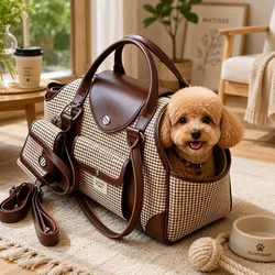 Bolsa de transporte para gatos y perros pequeños, transpirable con correa