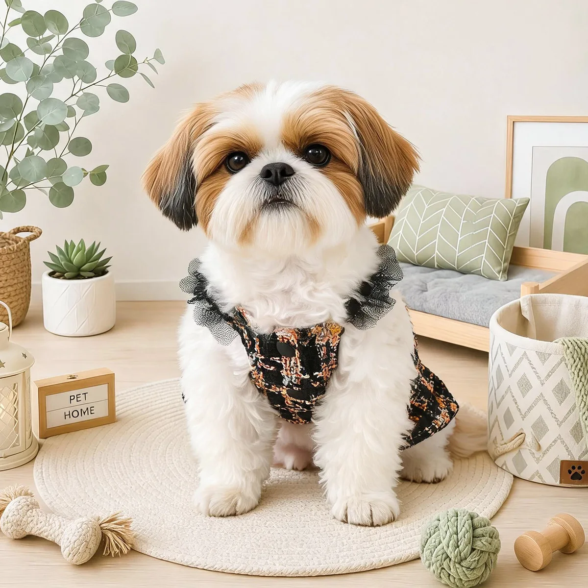 Vestido de cuadros sin mangas para perros pequeños, ideal para otoño-invierno - imagen 3