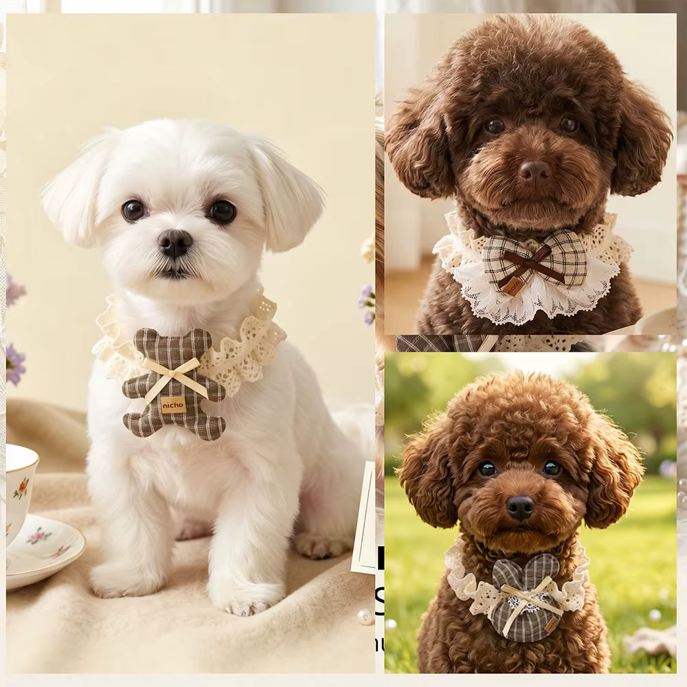 Lazos de encaje para perro: corbatas elásticas a cuadros