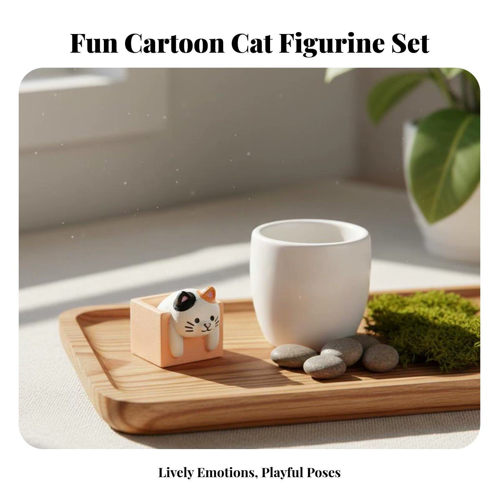 Figura de gato de resina decorativa