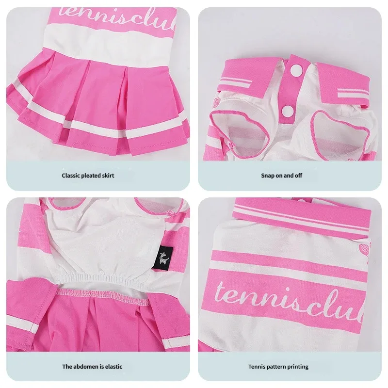 Vestido de tenis clásico para perros pequeños con falda plisada - imagen 5