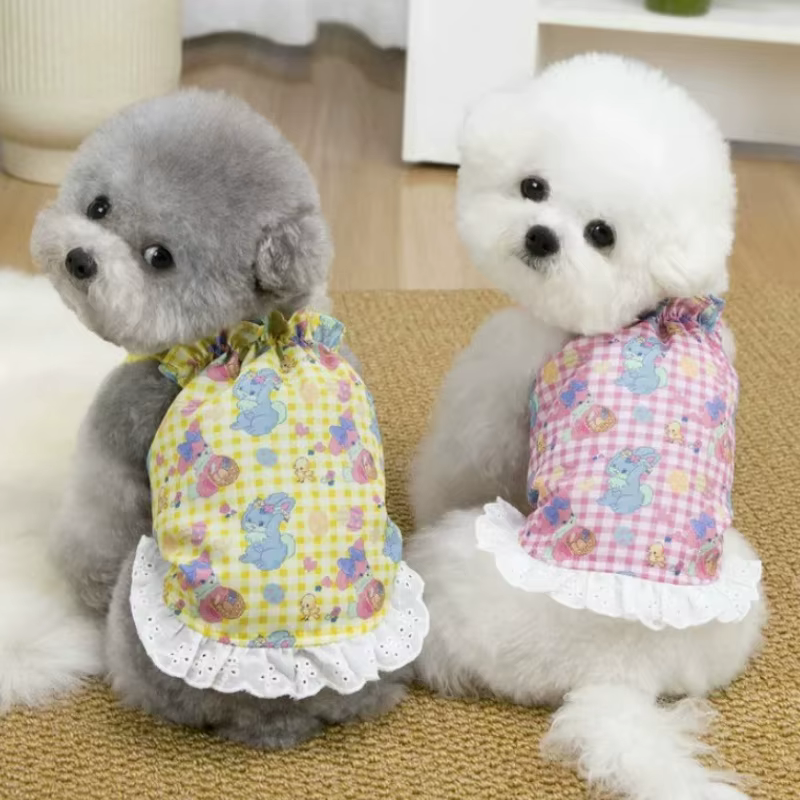 Vestido veraniego de princesa con encaje para perros y gatos