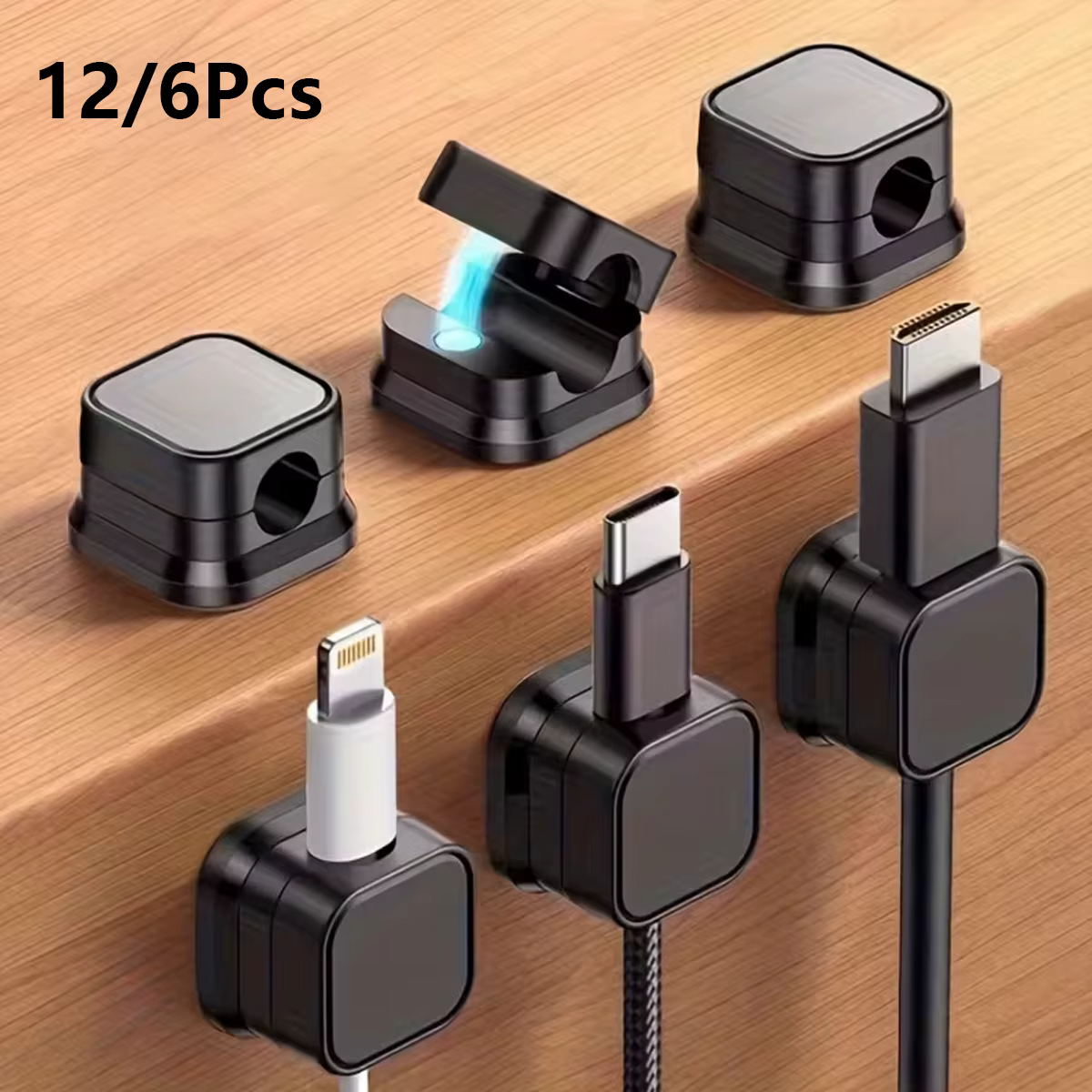 Organizador de cables con clips magnéticos autoadhesivos sin taladrar